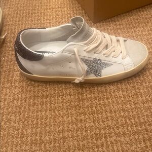 New Golden Goose Superstar silver glitter star & copper glitter heel tab Sz 37